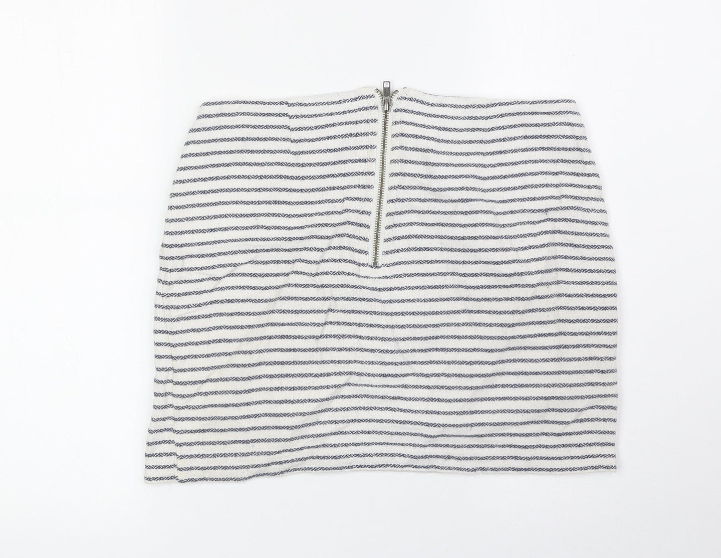 Gap Womens White Striped Cotton Bandage Skirt Size 6 Zip