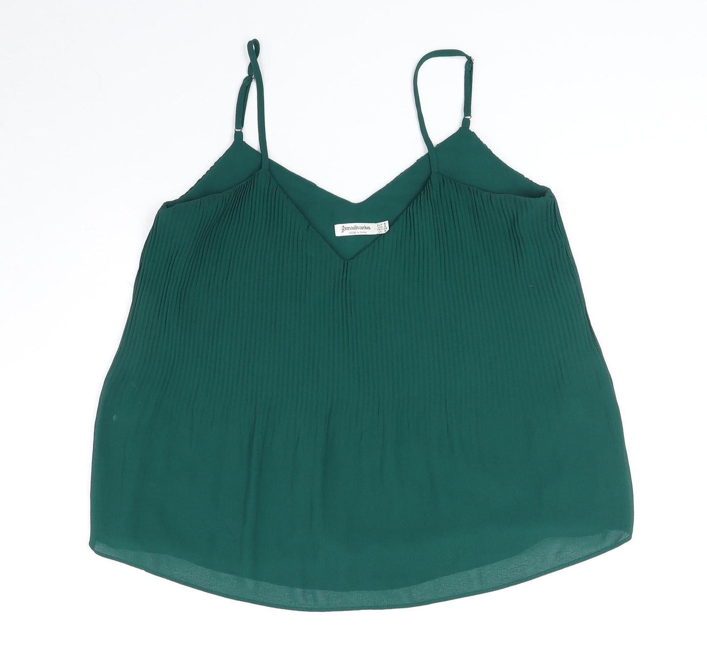 Womens UK Size S Stradivarius Green Basic Tank