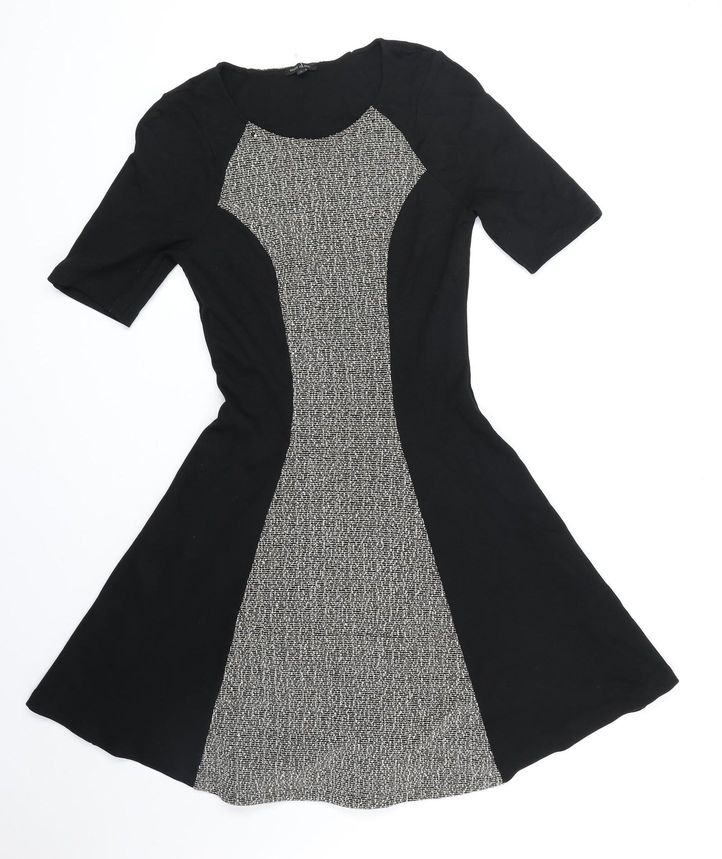 River Island Womens Black Colourblock Polyester Fit & Flare Size 8 Round Neck Pullover