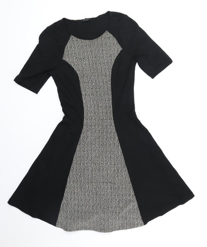 River Island Womens Black Colourblock Polyester Fit & Flare Size 8 Round Neck Pullover
