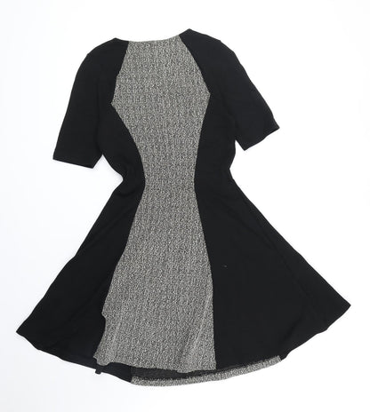 River Island Womens Black Colourblock Polyester Fit & Flare Size 8 Round Neck Pullover