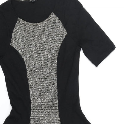 River Island Womens Black Colourblock Polyester Fit & Flare Size 8 Round Neck Pullover