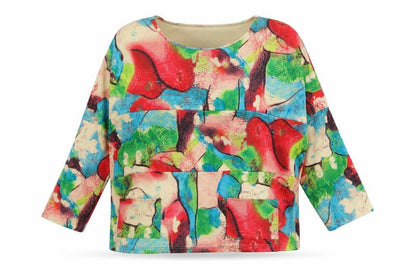 Bella Belle Womens Multicoloured Round Neck Geometric Polyester Pullover Jumper Size S