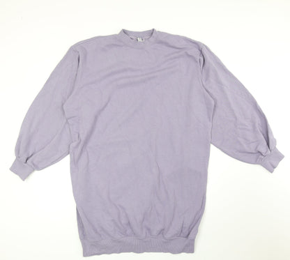 Divided Womens Purple Cotton Jumper Dress Size M Mock Neck Pullover