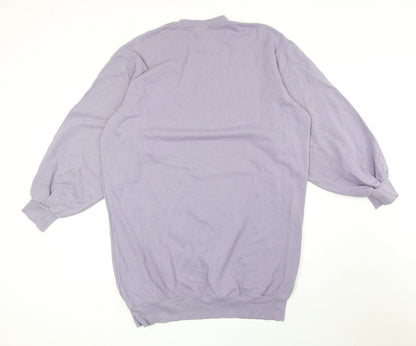 Divided Womens Purple Cotton Jumper Dress Size M Mock Neck Pullover