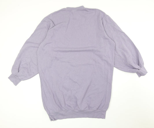 Divided Womens Purple Cotton Jumper Dress Size M Mock Neck Pullover