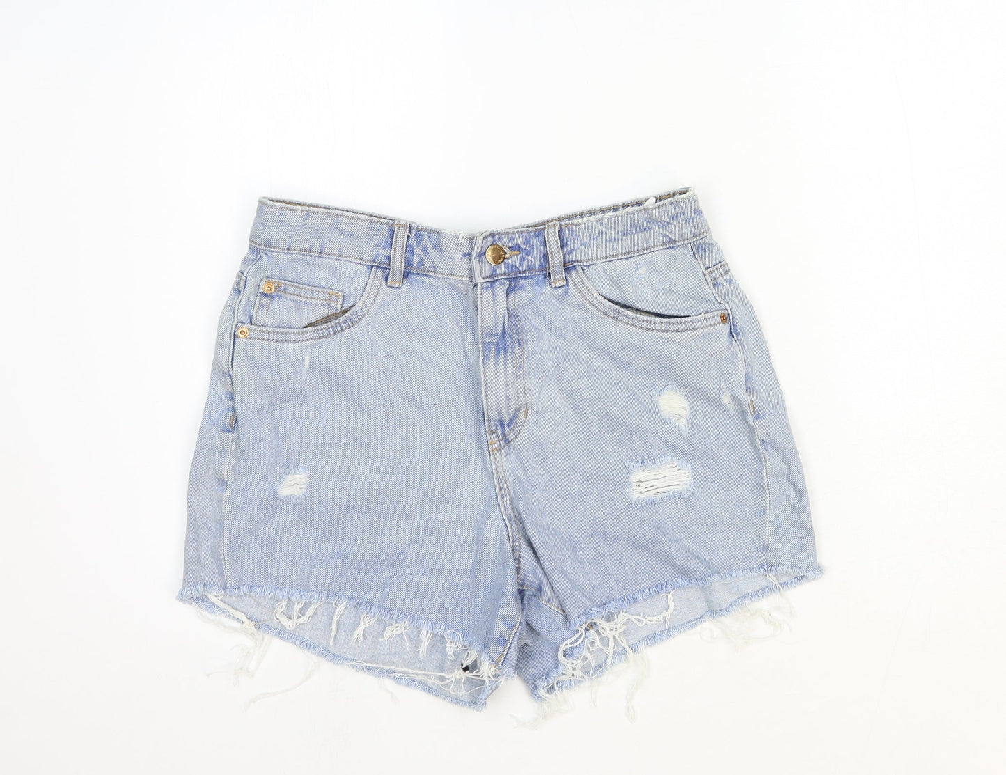 Denim Pinkie Womens Blue Cotton Boyfriend Shorts Size 10 Regular Zip