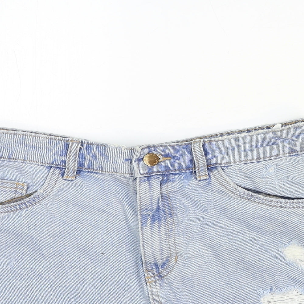 Denim Pinkie Womens Blue Cotton Boyfriend Shorts Size 10 Regular Zip