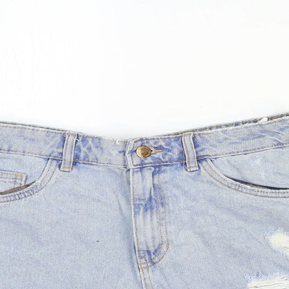 Denim Pinkie Womens Blue Cotton Boyfriend Shorts Size 10 Regular Zip