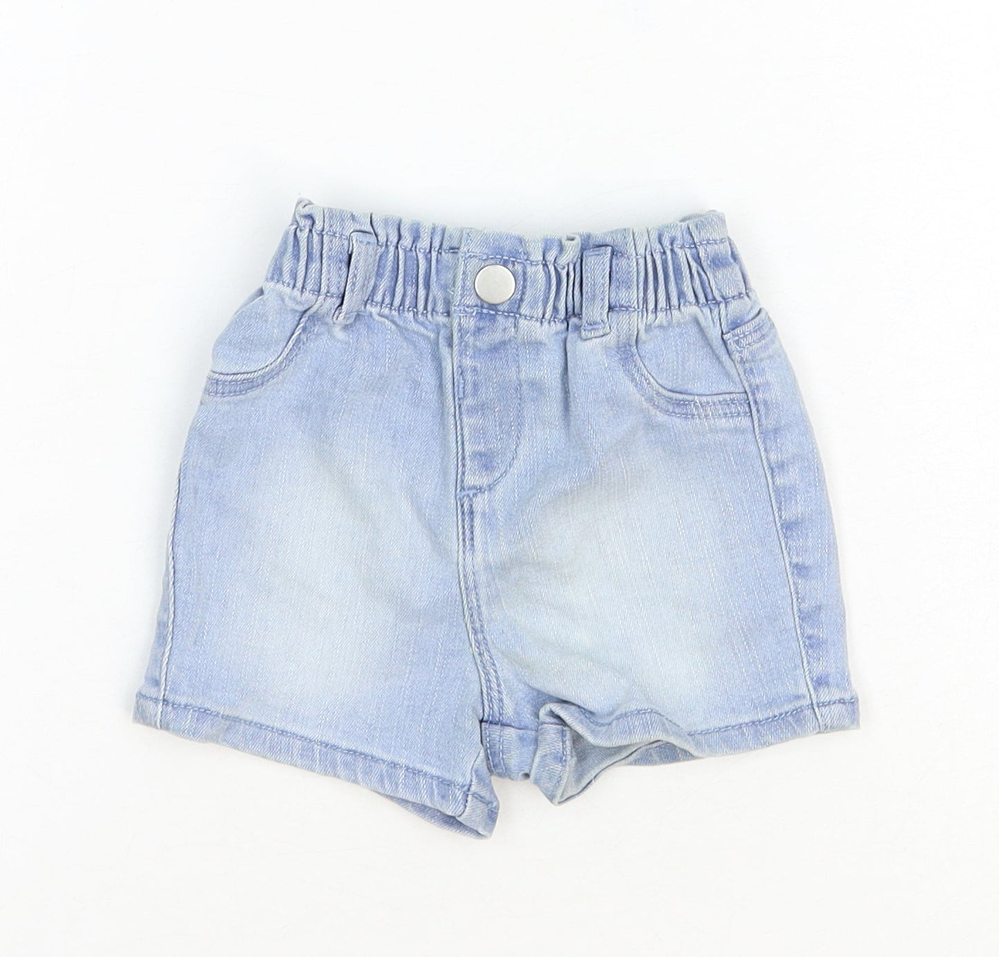 Primark Baby Blue Cotton Cropped Jeans Size 6-9 Months L50 cm Snap