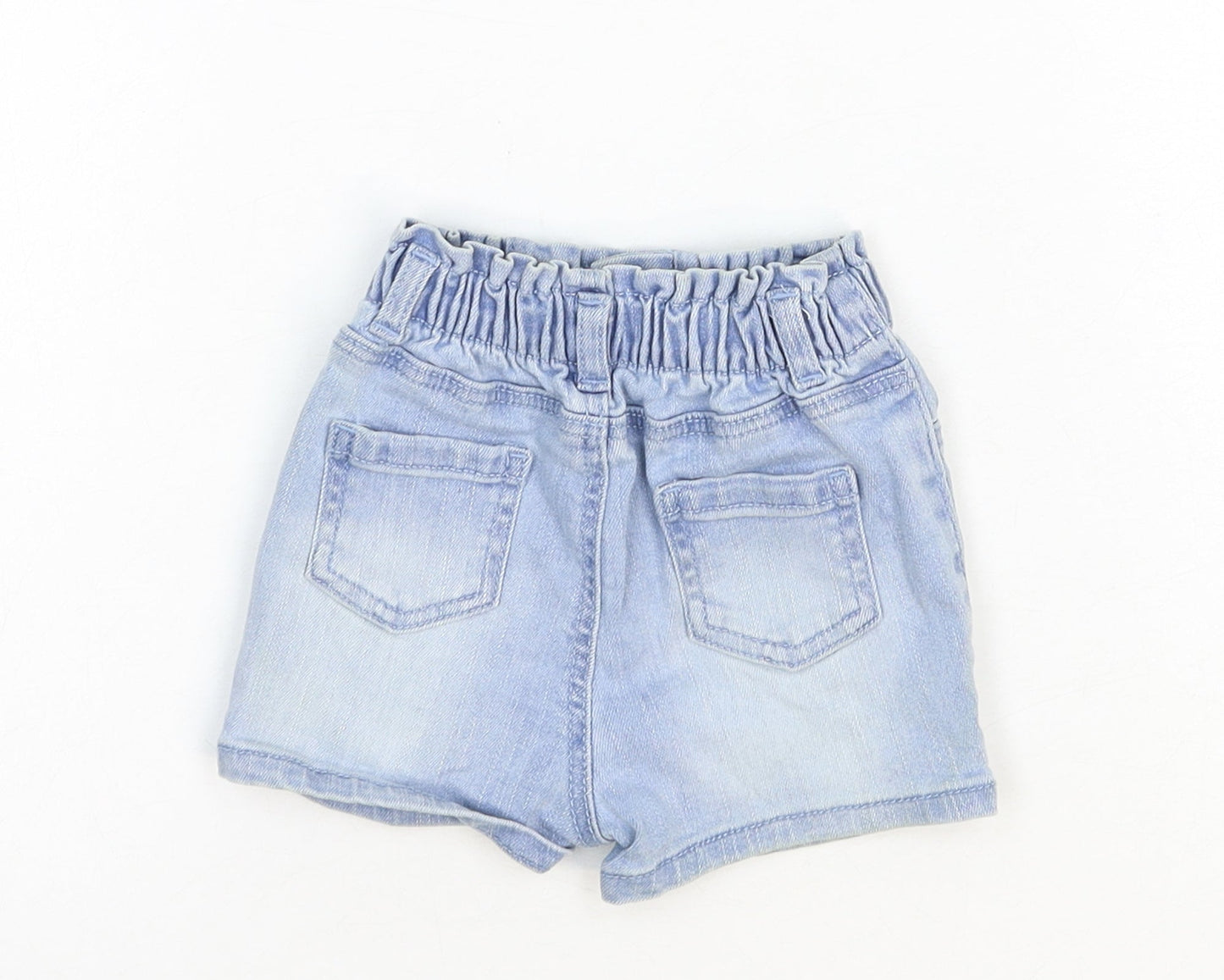 Primark Baby Blue Cotton Cropped Jeans Size 6-9 Months L50 cm Snap