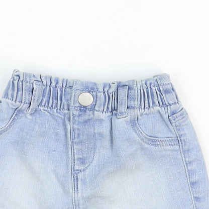 Primark Baby Blue Cotton Cropped Jeans Size 6-9 Months L50 cm Snap