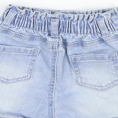 Primark Baby Blue Cotton Cropped Jeans Size 6-9 Months L50 cm Snap