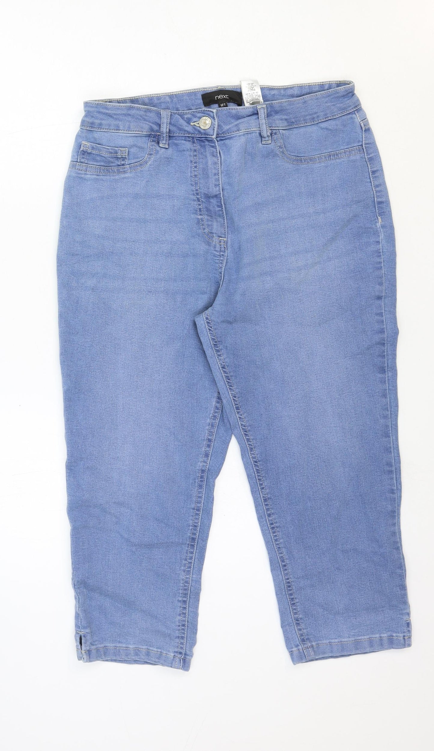 NEXT Womens Blue Cotton Straight Jeans Size 12 Regular Zip