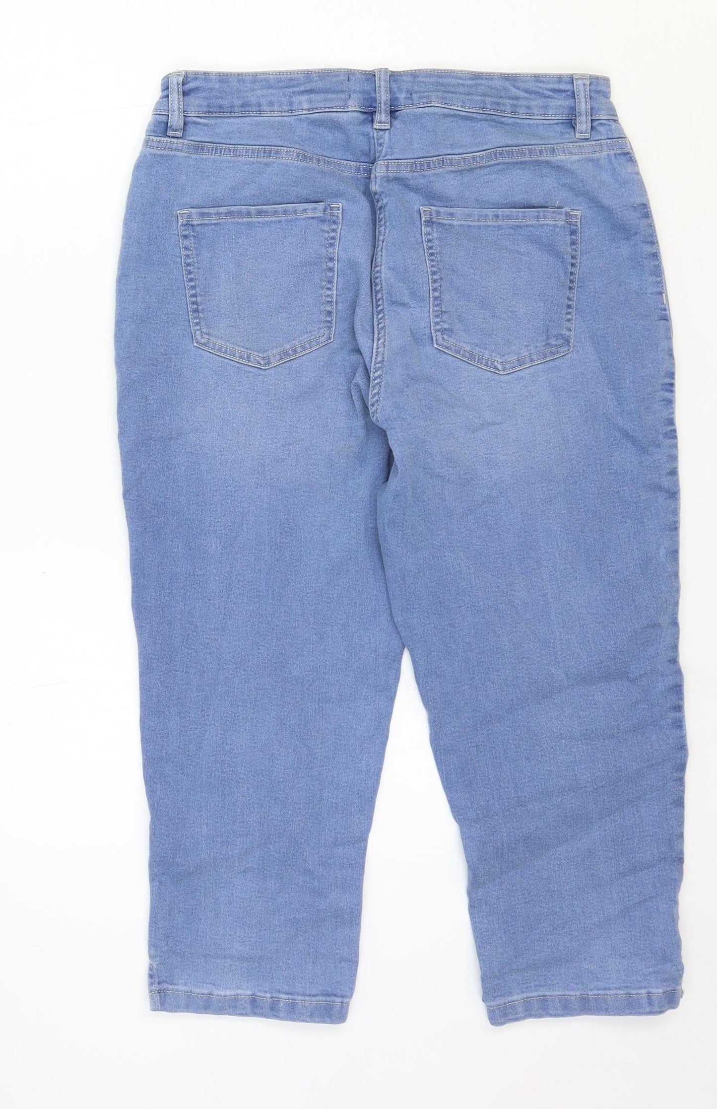 NEXT Womens Blue Cotton Straight Jeans Size 12 Regular Zip