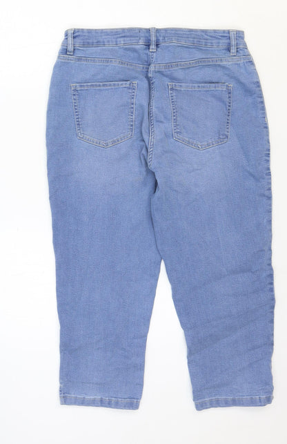 NEXT Womens Blue Cotton Straight Jeans Size 12 Regular Zip