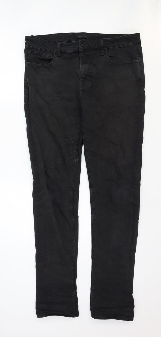 Uniqlo Womens Black Cotton Skinny Jeans Size 12 Regular Zip