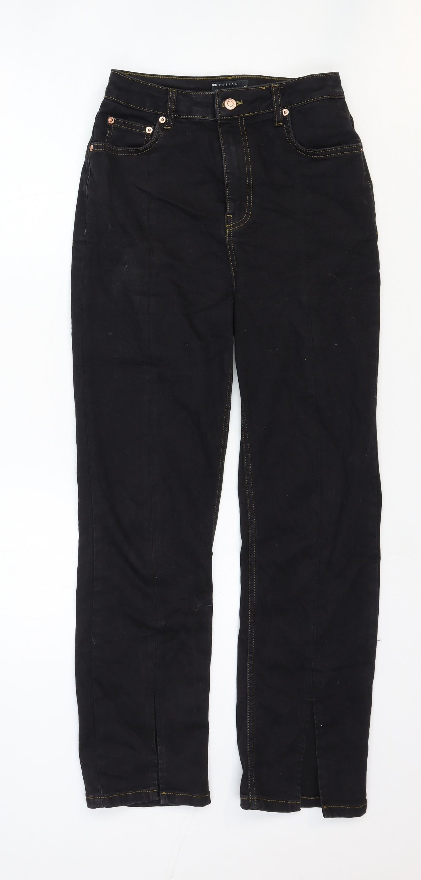 ASOS Womens Black Cotton Straight Jeans Size 28 in Regular Zip