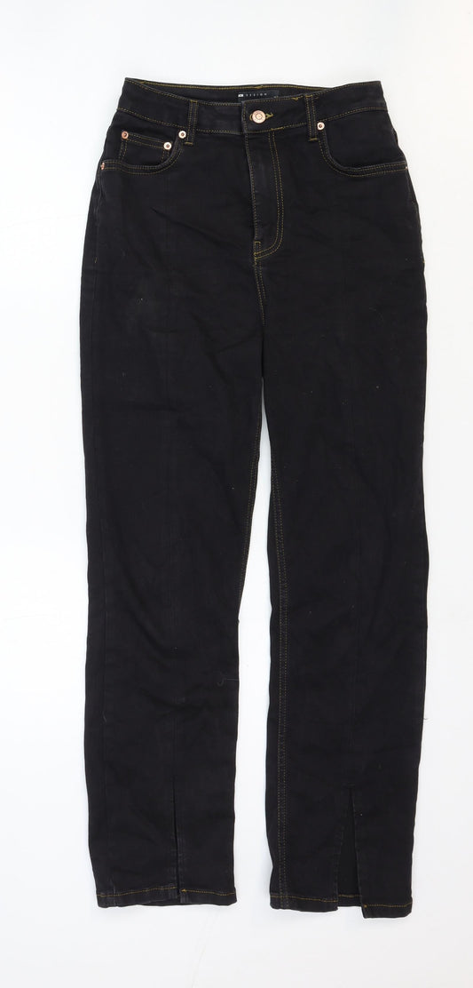 ASOS Womens Black Cotton Straight Jeans Size 28 in Regular Zip