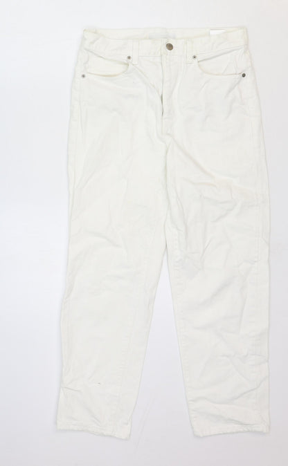 Uniqlo Womens White Cotton Straight Jeans Size 25 in Regular Zip
