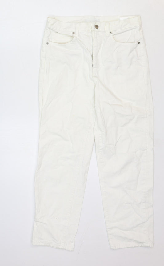 Uniqlo Womens White Cotton Straight Jeans Size 25 in Regular Zip