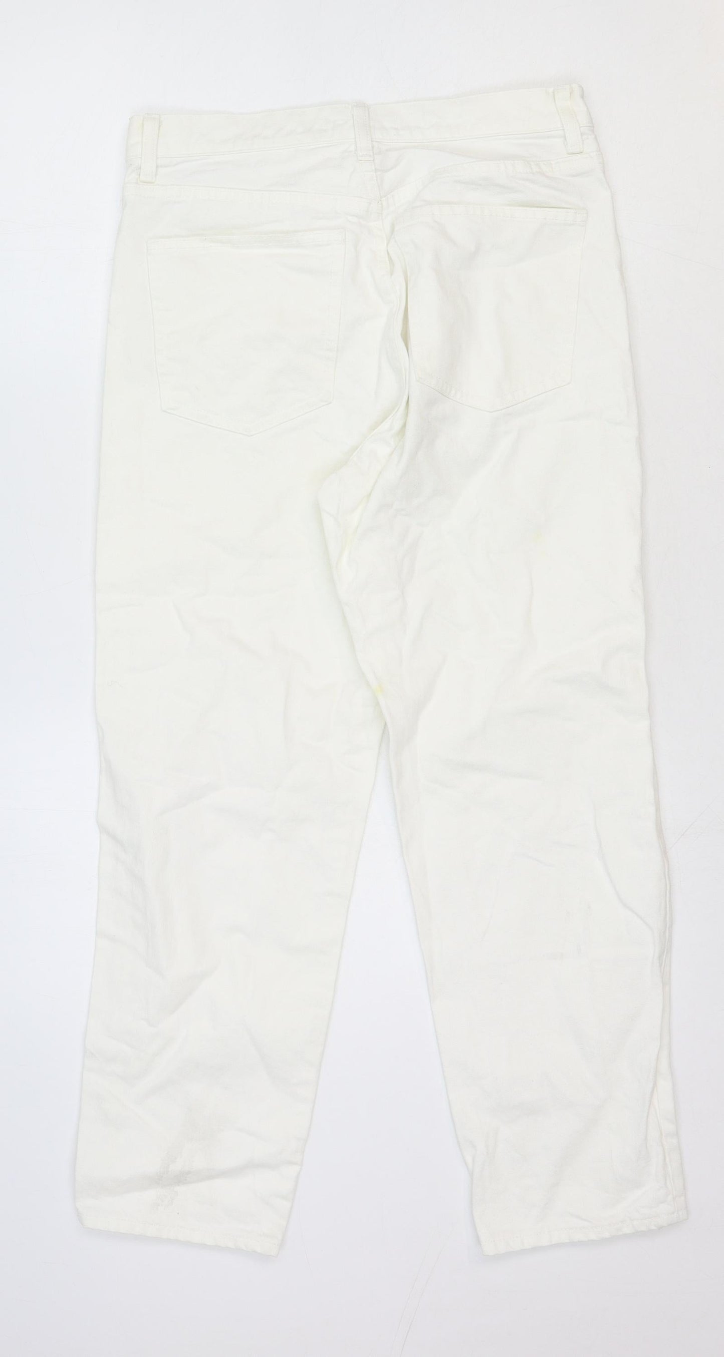 Uniqlo Womens White Cotton Straight Jeans Size 25 in Regular Zip