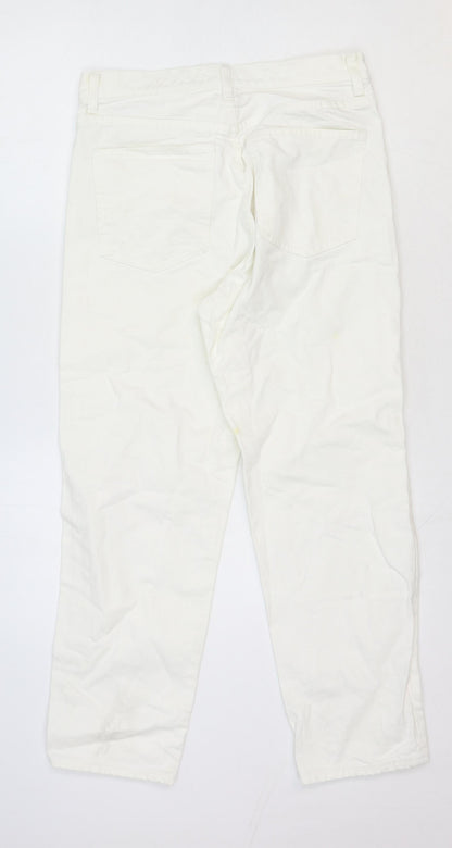 Uniqlo Womens White Cotton Straight Jeans Size 25 in Regular Zip