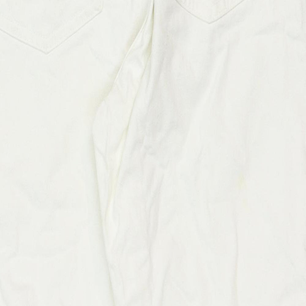 Uniqlo Womens White Cotton Straight Jeans Size 25 in Regular Zip