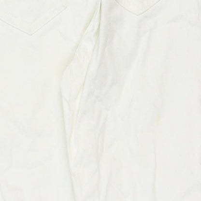 Uniqlo Womens White Cotton Straight Jeans Size 25 in Regular Zip