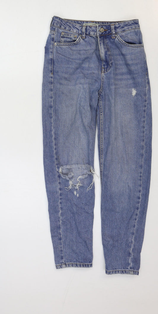 Topshop Womens Blue Cotton Straight Jeans Size 26 in Regular Zip
