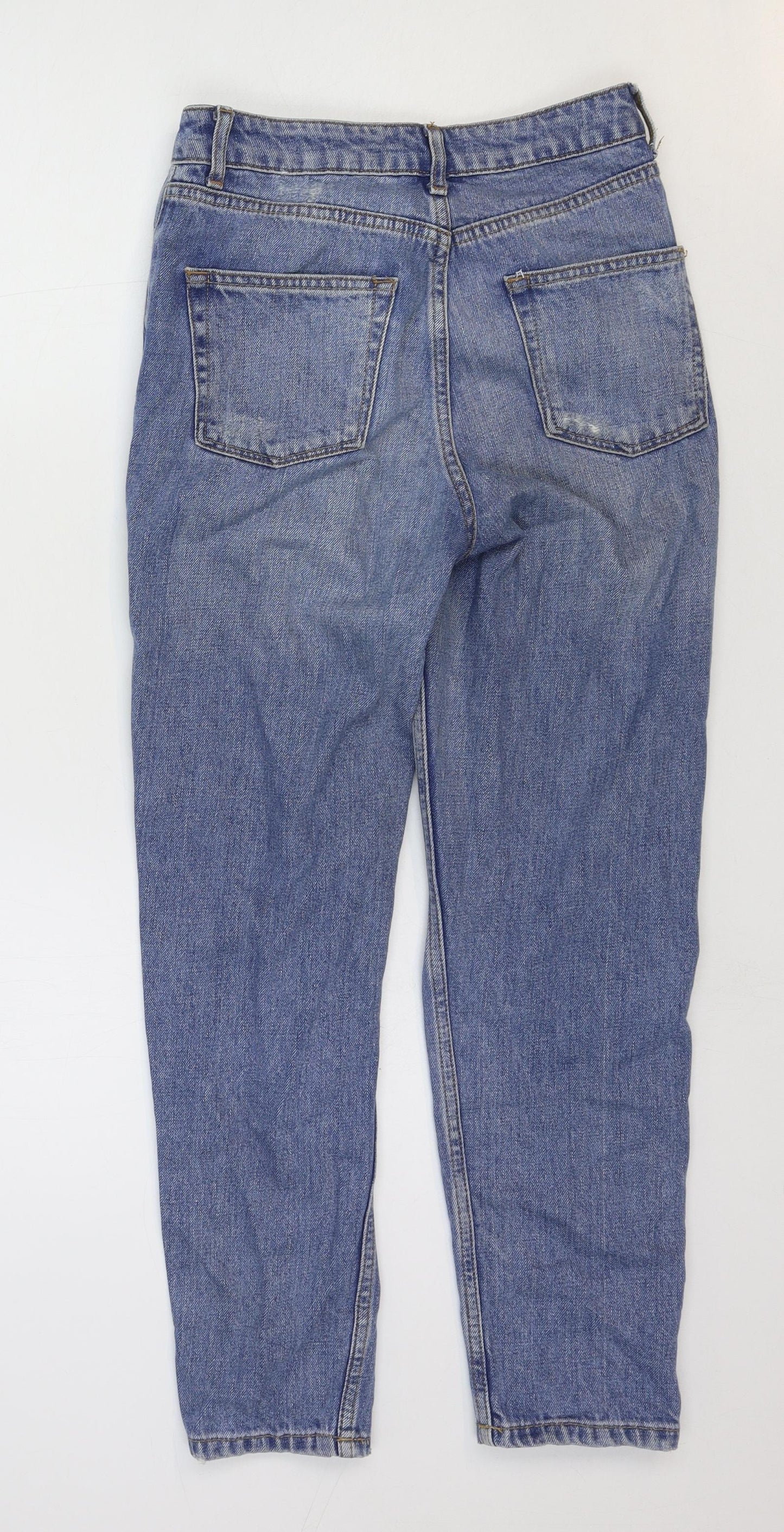 Topshop Womens Blue Cotton Straight Jeans Size 26 in Regular Zip