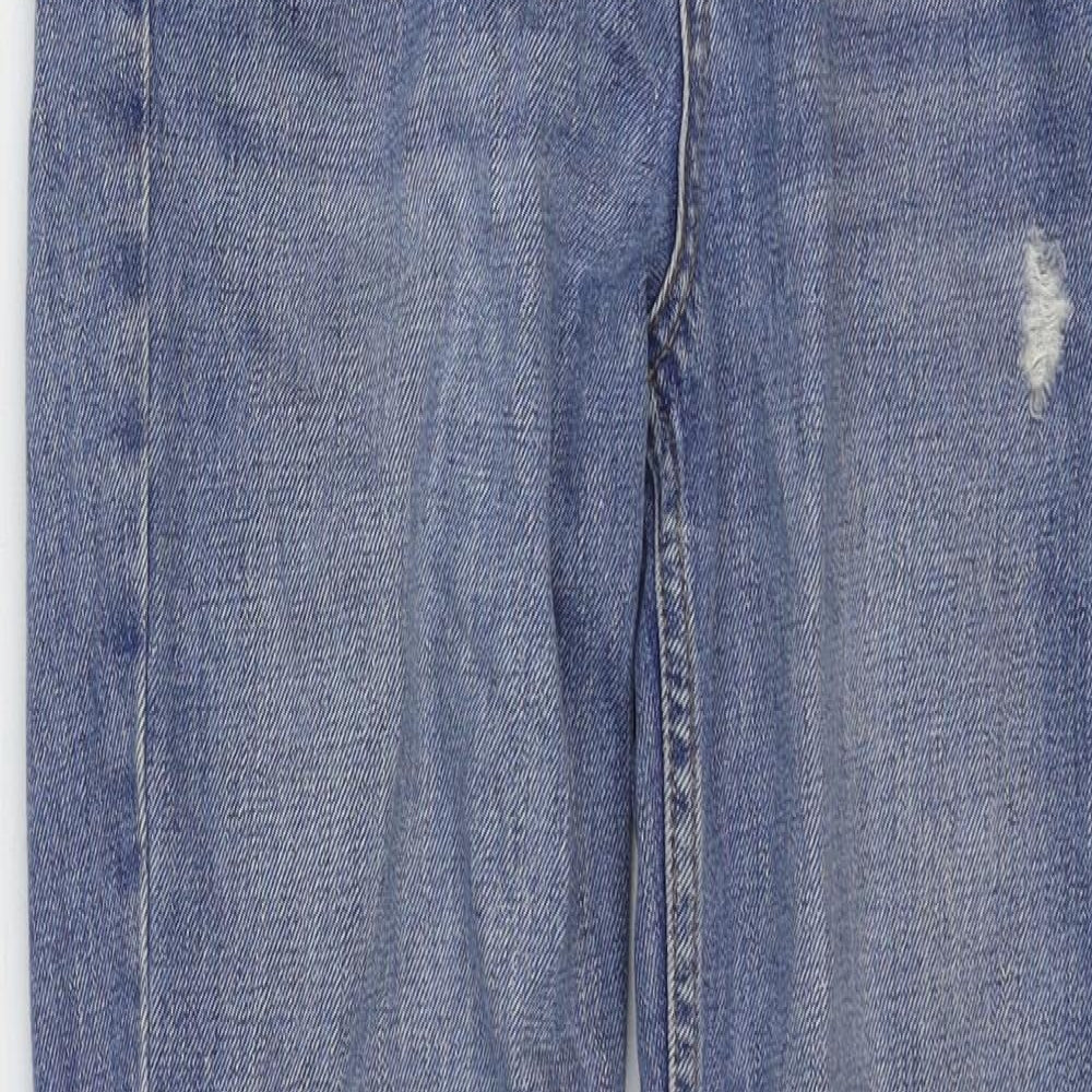 Topshop Womens Blue Cotton Straight Jeans Size 26 in Regular Zip