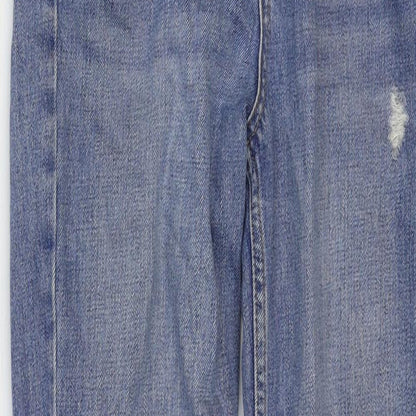 Topshop Womens Blue Cotton Straight Jeans Size 26 in Regular Zip