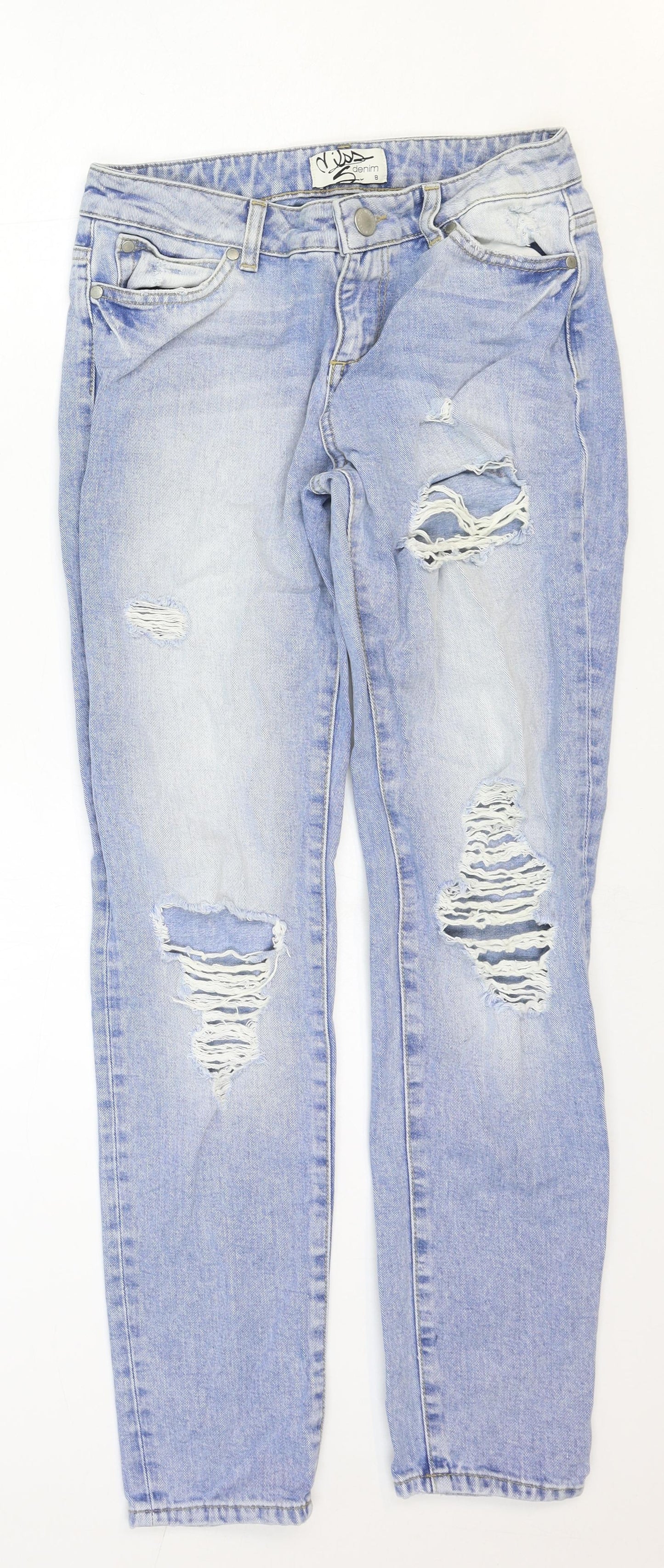 Womens UK Size 8 Miss Denim Regular Fit Straight Blue Jeans