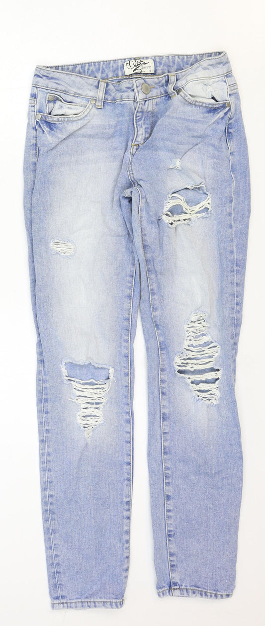 Womens UK Size 8 Miss Denim Regular Fit Straight Blue Jeans