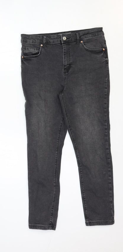 Denim & Co. Womens Grey Cotton Skinny Jeans Size 14 Regular Zip