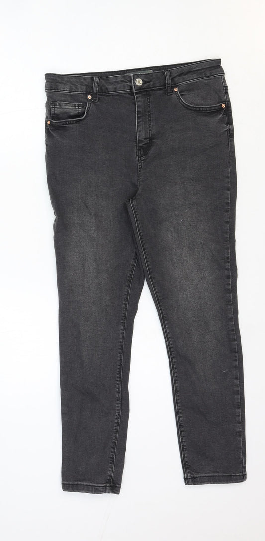 Denim & Co. Womens Grey Cotton Skinny Jeans Size 14 Regular Zip