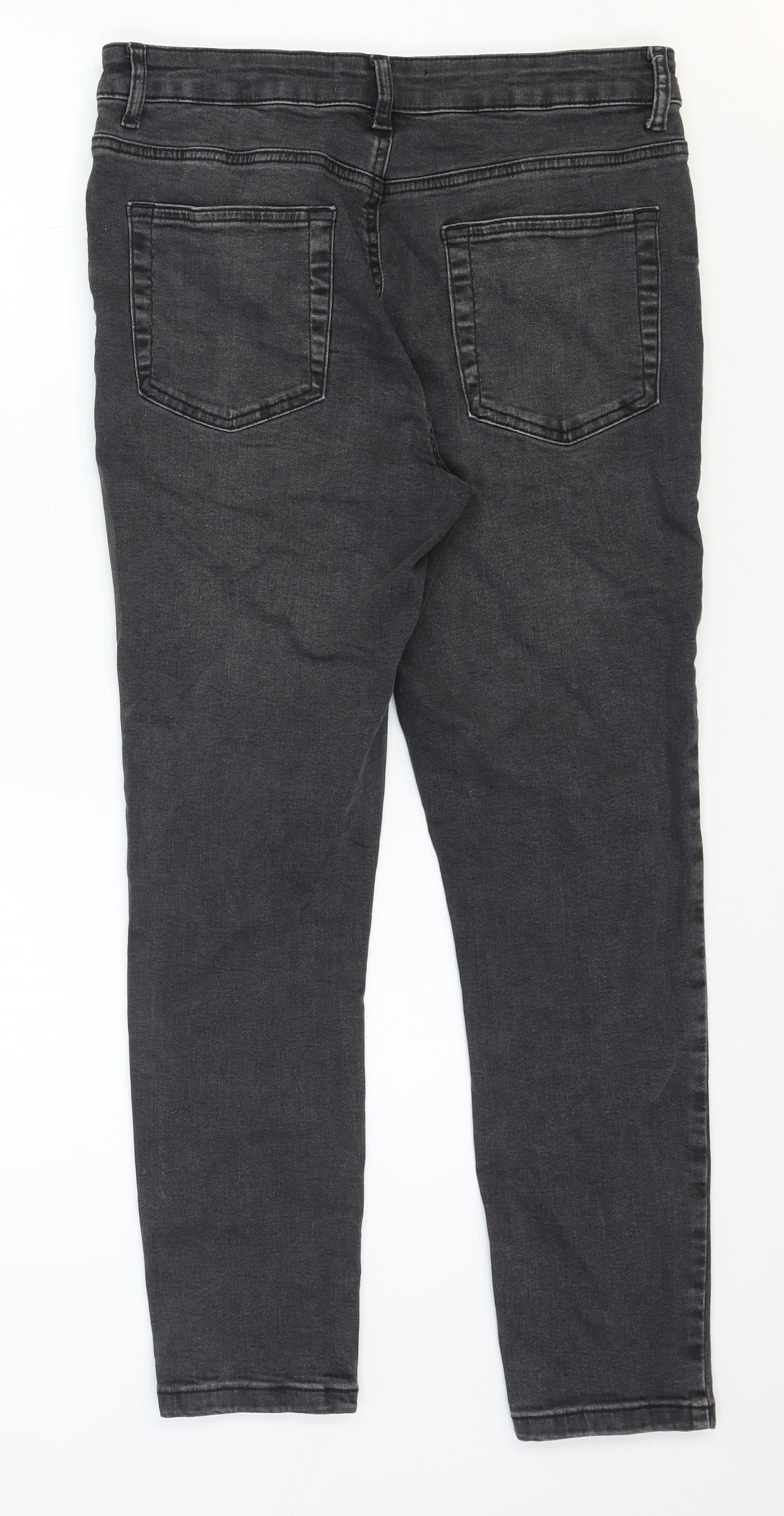 Denim & Co. Womens Grey Cotton Skinny Jeans Size 14 Regular Zip