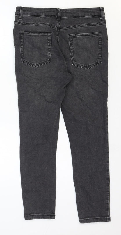 Denim & Co. Womens Grey Cotton Skinny Jeans Size 14 Regular Zip