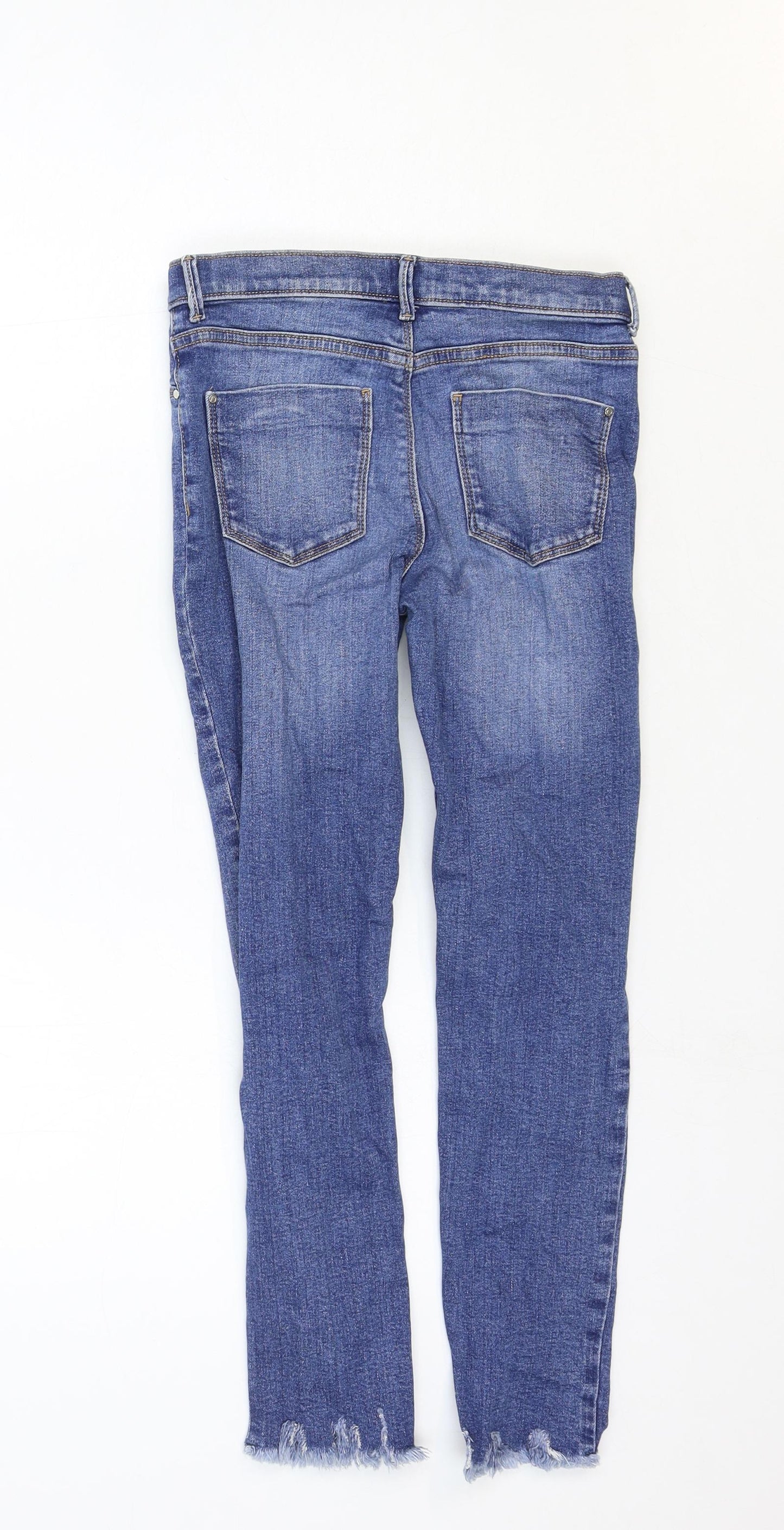 River Island Girls Blue Cotton Skinny Jeans Size 9 Years Regular Zip