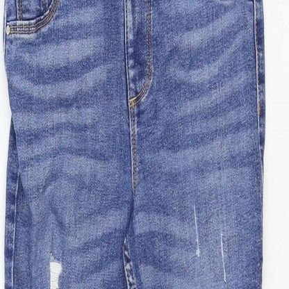 River Island Girls Blue Cotton Skinny Jeans Size 9 Years Regular Zip