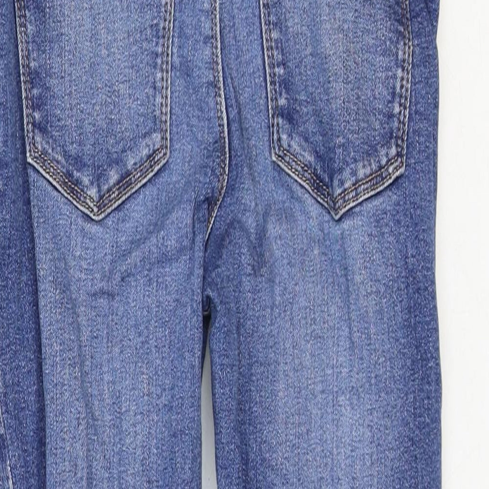 River Island Girls Blue Cotton Skinny Jeans Size 9 Years Regular Zip