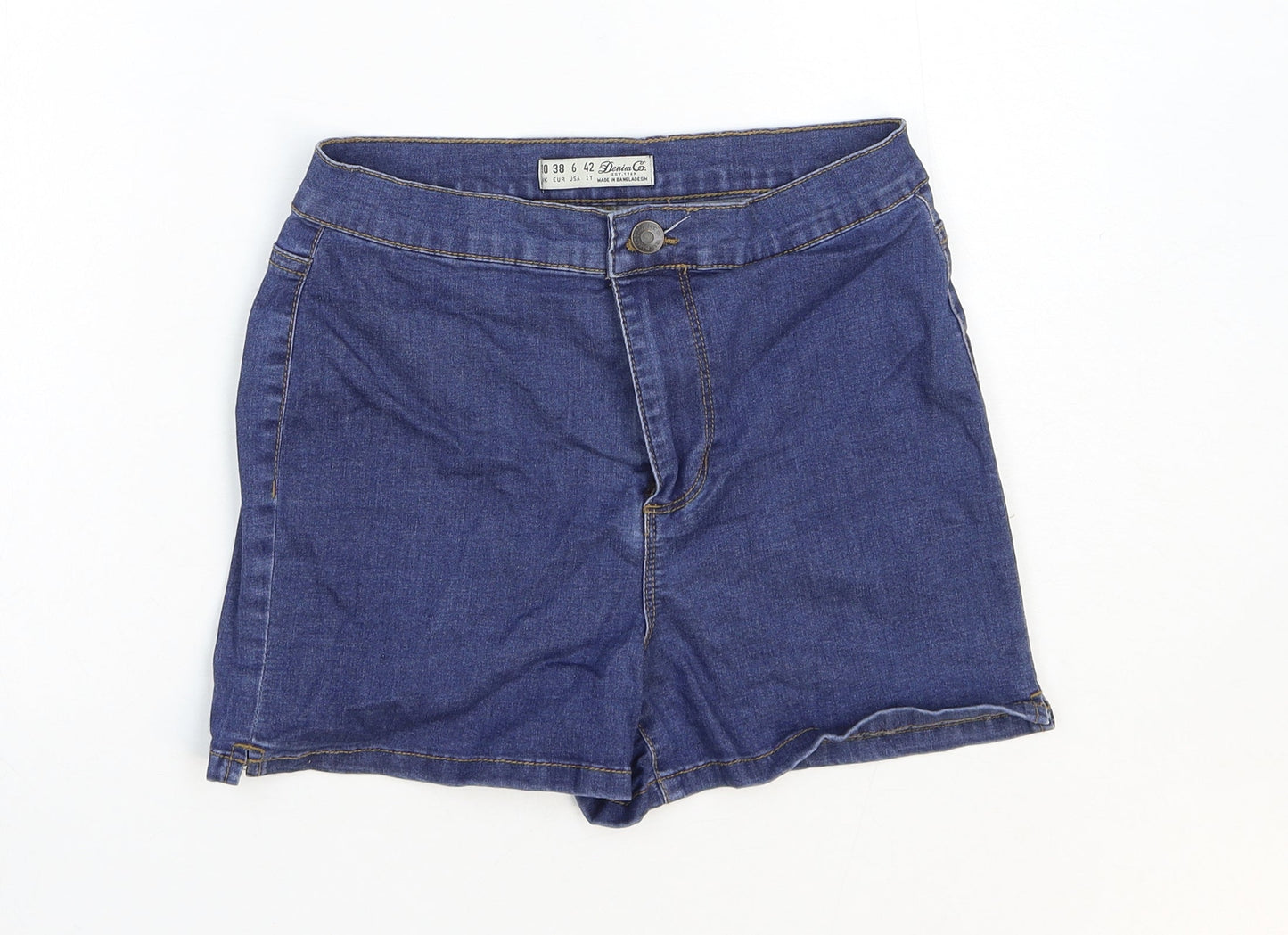 Denim & Co. Womens Blue Camel Mom Shorts Size 10 Regular Zip