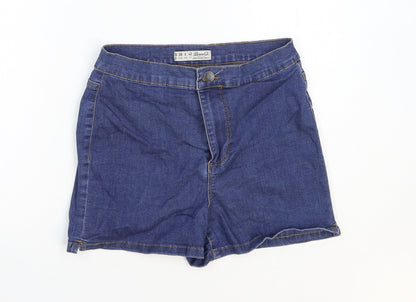 Denim & Co. Womens Blue Camel Mom Shorts Size 10 Regular Zip