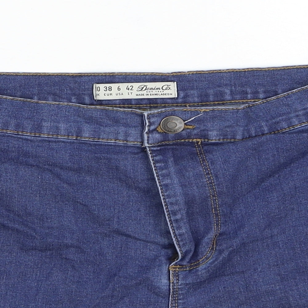 Denim & Co. Womens Blue Camel Mom Shorts Size 10 Regular Zip