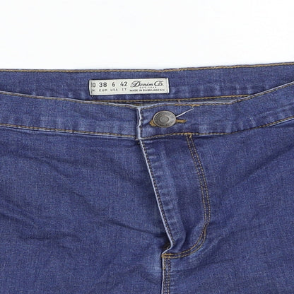 Denim & Co. Womens Blue Camel Mom Shorts Size 10 Regular Zip
