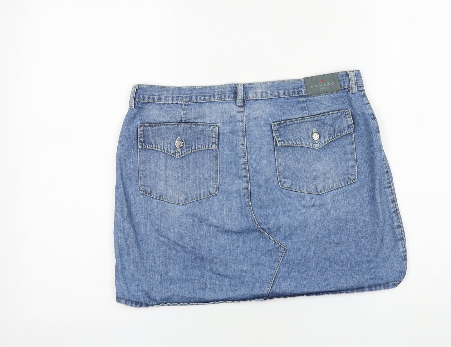 Cantao Womens Blue Cotton Mini Skirt Size 30 in Zip
