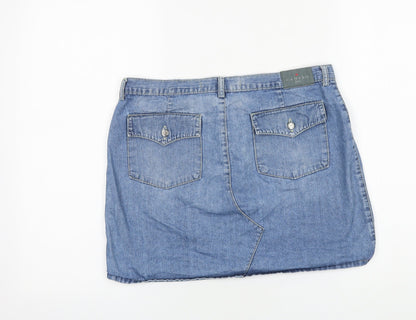 Cantao Womens Blue Cotton Mini Skirt Size 30 in Zip