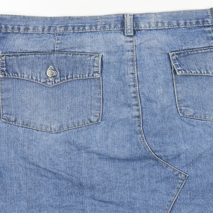 Cantao Womens Blue Cotton Mini Skirt Size 30 in Zip