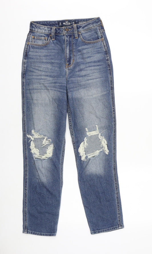 Hollister Womens Blue Cotton Straight Jeans Size 25 in L27 in Regular Zip
